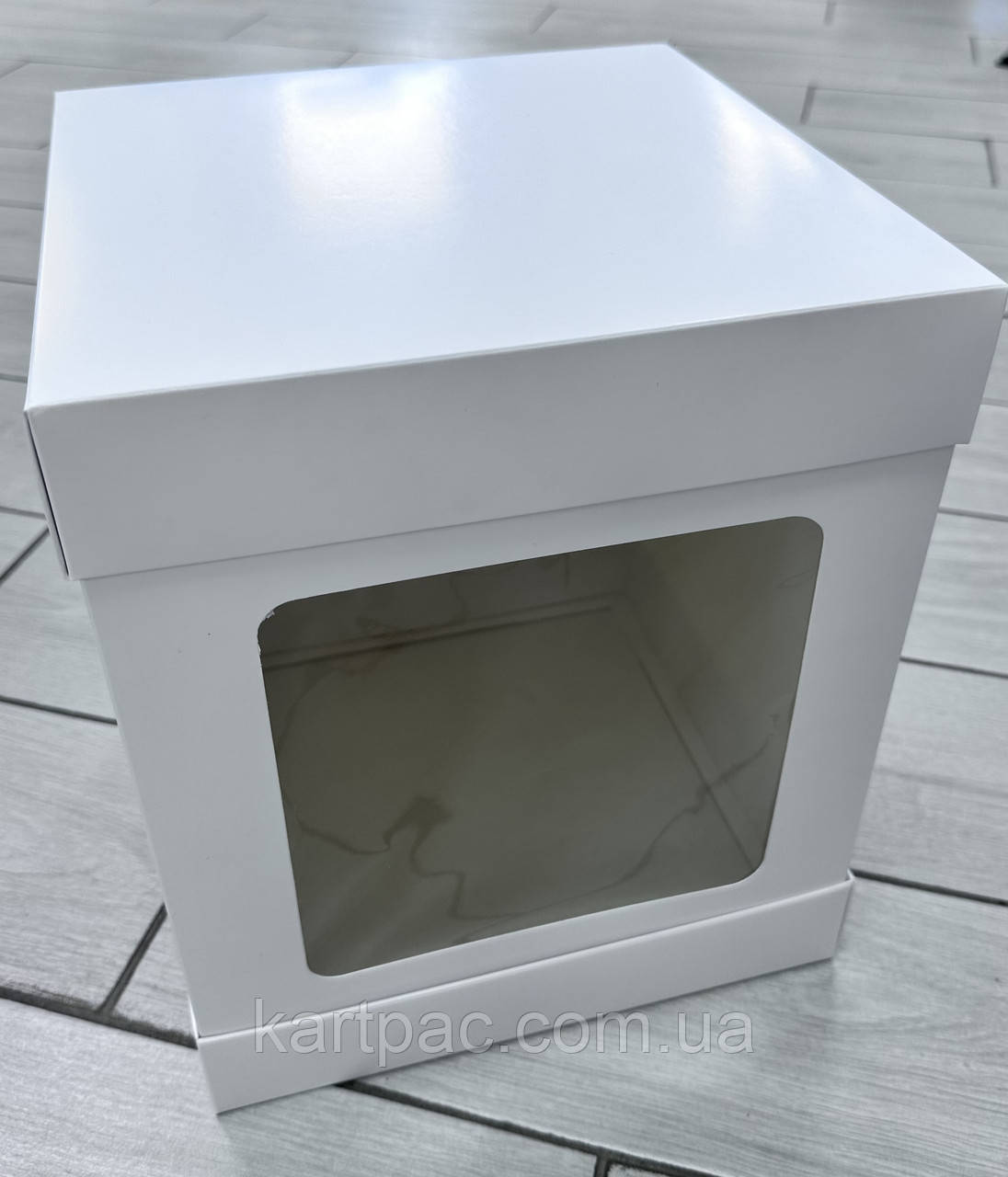 Тортовая коробка с окном (с трехчастей) 250х250х300 - фото 4 - id-p1842784838