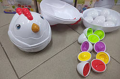 Розвиваюча гра курочка каталка 22см 3D яйця сортер  12 штук в комплекті  монтессорі швидка відправка