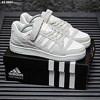 Чоловічі кросівки Adidas Forum Low (сіро-білі). Шкіра, замш, В'єтнам 41-45