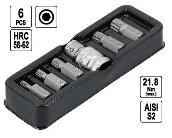 Набір біт насадка викрутки SPLINE М5-М12 6 штук YATO YT-0414, фото 1