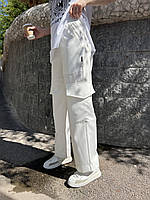 Жіночі штани Карго з накладними кишенями на літо Білі S-M