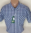 Чоловіча теніска 100% бавовна Hetai vk-0501 класична синя в клітку, чоловіча сорочка з коротким рукавом 4XL, фото 9