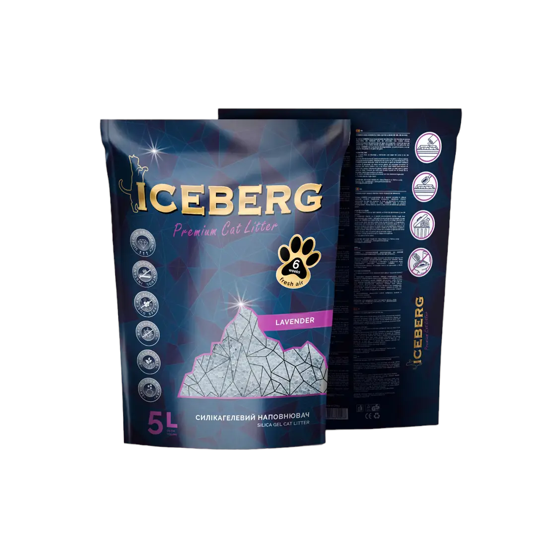 Iceberg Lavender гігієнічний наповнювач на основі силікагелю з ароматом лаванди, 5л