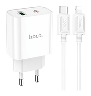 Сетевое ЗУ Hoco C80A Rapido PD20W+QC3.0 Type-C to Type-C Быстрая зарядка EU (Белый) 30756