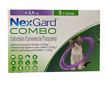 Нексгард Комбо Nexgard Combo для кошек до 2,5 кг капли от блох, клещей, гельминтов, 1 пипетка