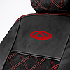 Чохли на сидіння Чері Кімо (Chery Kimo) 3Д-ромб, екошкіра с логотипом, фото 4