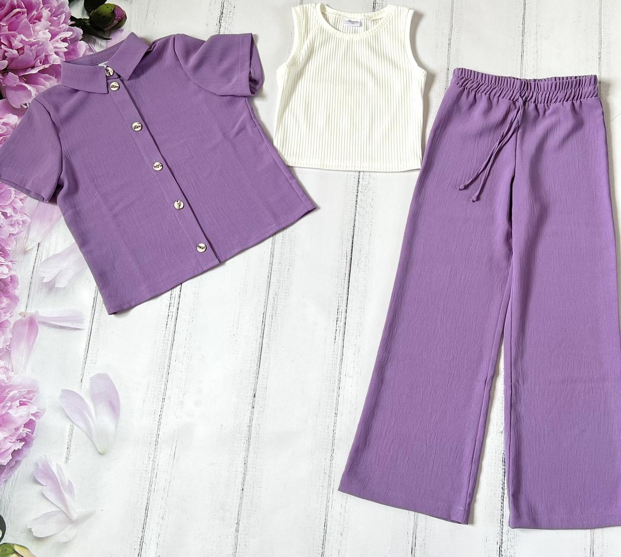 Костюм для дівчинки на літо зі штанами та сорочкою, фото 1