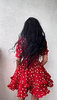 Яскрава жіноча сукня в горошок рукав ліхтарик і пишна спідниця Sms8235, фото 5
