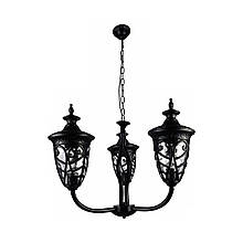 Підвісний вуличний світильник на ланцюгу чорний 3 скляні плафони 62х95 см