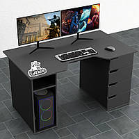 Геймерский игровой стол Rasin-1 каркас ЛДСП Черный 140х80х75 см (Comfy-Home ТМ) Черный с зеленой кромкой