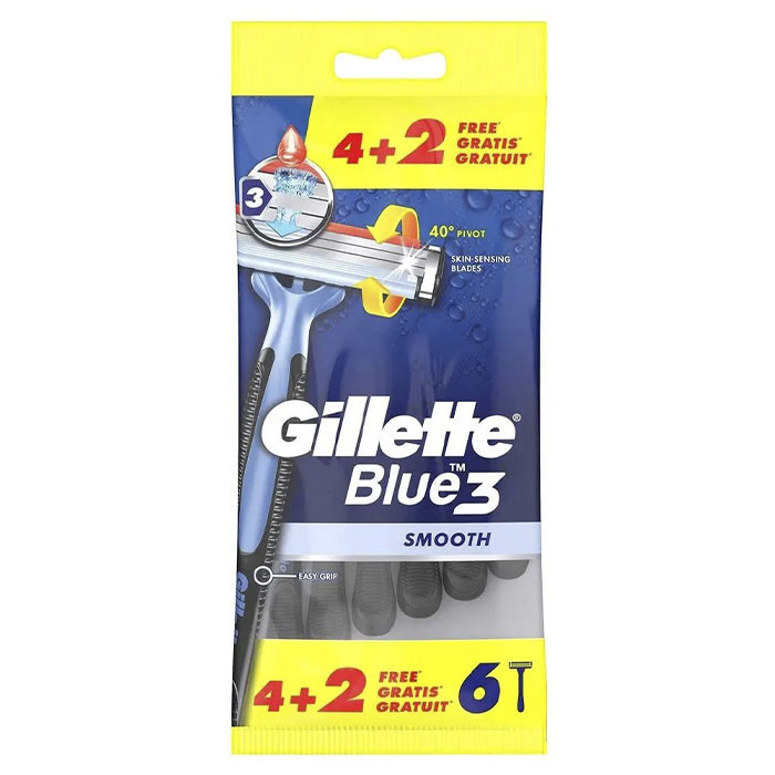 Станок для гоління Gillette Blue 3 Smooth одноразовий 6 шт, фото 1