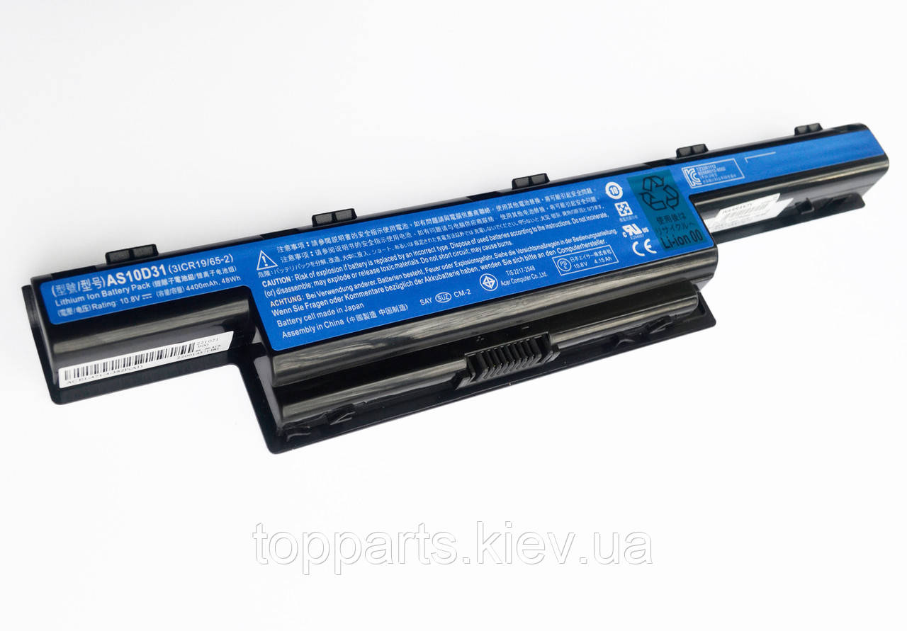 Батарея для ноутбука  Acer TravelMate 7740 AS10D31, 4400mAh, 6cell, 11.1V, Li-ion, чорна