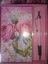 Блокнот для записів Троянди + Ручка + Подарункова коробка