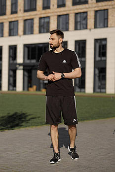 Чоловічий літній костюм Adidas Футболка + Шорти чорний Адідас