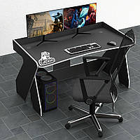 Геймерский игровой стол Rasin-3 каркас ЛДСП Черный 150х80х82 см (Comfy-Home ТМ) Черный с белой кромкой