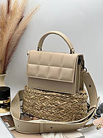 Сумка жіноча клатч Luck Sherrys стильна невелика сумочка через плече бежевого кольору
