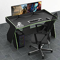 Геймерский игровой стол Rasin-3 каркас ЛДСП Черный 150х80х82 см (Comfy-Home ТМ) Черный с зеленой кромкой