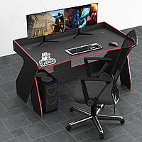Геймерский игровой стол Rasin-3 каркас ЛДСП Черный 150х80х82 см (Comfy-Home ТМ) Черный с красной кромкой