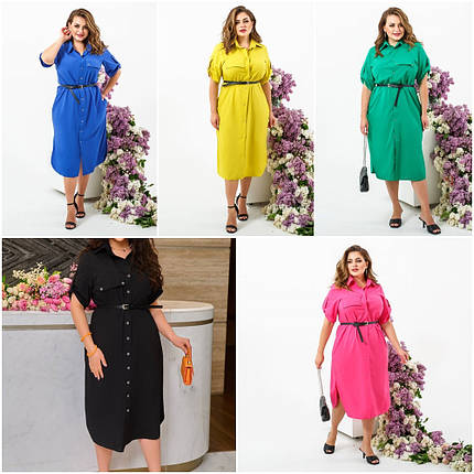 Сукня софт з короткими рукавами нижче коліна розміри батал, фото 1