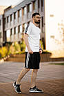 Чоловічий літній костюм Adidas Футболка + Шорти чорно-білий Адідас, фото 4