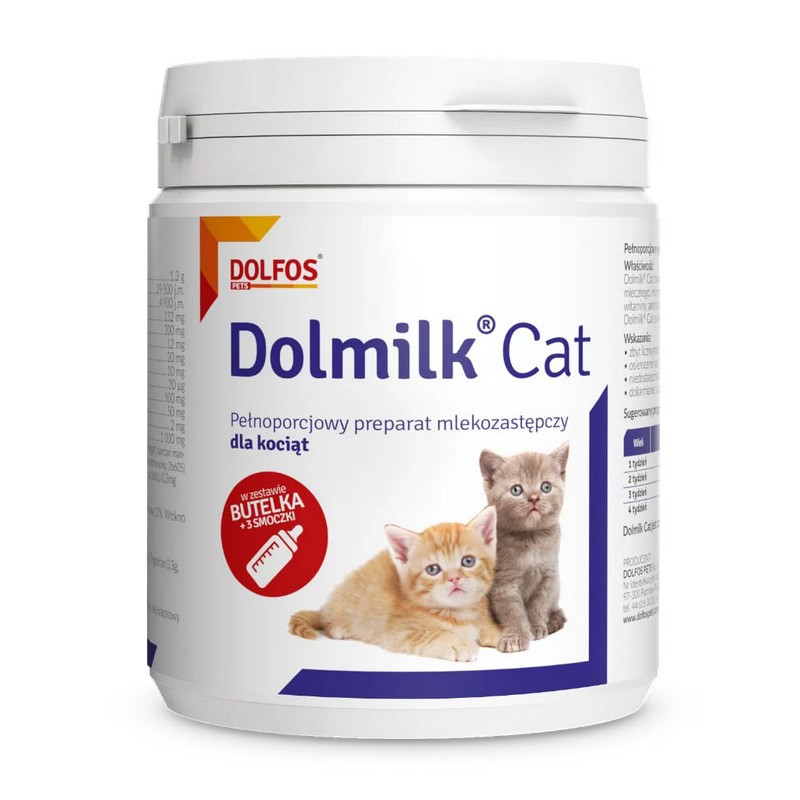 Долмілк Кет Dolfos Dolmilk Cat замінник материнського молока для кошенят, 200 гр, пляшечка з соскою всередині, фото 1