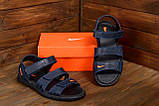 Літні чоловічі шкіряні сандалі-босоніжки Nike сині спортивні з натуральної шкіри на літо взуття *55 син*, фото 5