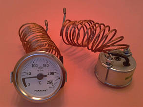 Капілярний Термометр PAKKENS Ø60мм від 0 до 250°С, довжина капіляра 2м Туреччина