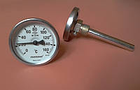 Термометр биметаллический трубчатый PAKKENS Ø63мм / от 0 до 160°С / трубка 10 см с резьбой 1/2" Турция.
