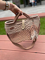 Стильная женская вязаная сумка ручной работы из трикотажной пряжи, качественная летняя сумочка шопер, SP3
