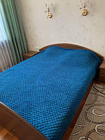 Большой вязанный плюшевый плед ручной работы мягкий легкий, покрывало накидка на диван, кровать 200*220см, SL1