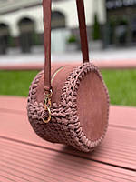 Стильна в'язана жіноча сумка ручної роботи з трикотажної пряжі, якісна літня сумочка кругла, GS4