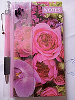 Блокнот для записів Троянди з ручкою в клітинку