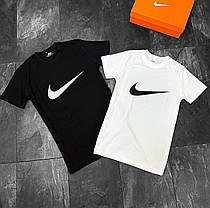 Літній чоловічий спортивний костюм 2 футболки + шорти Nike White Black Чоловічий комплект Big swoosh шорти, фото 4