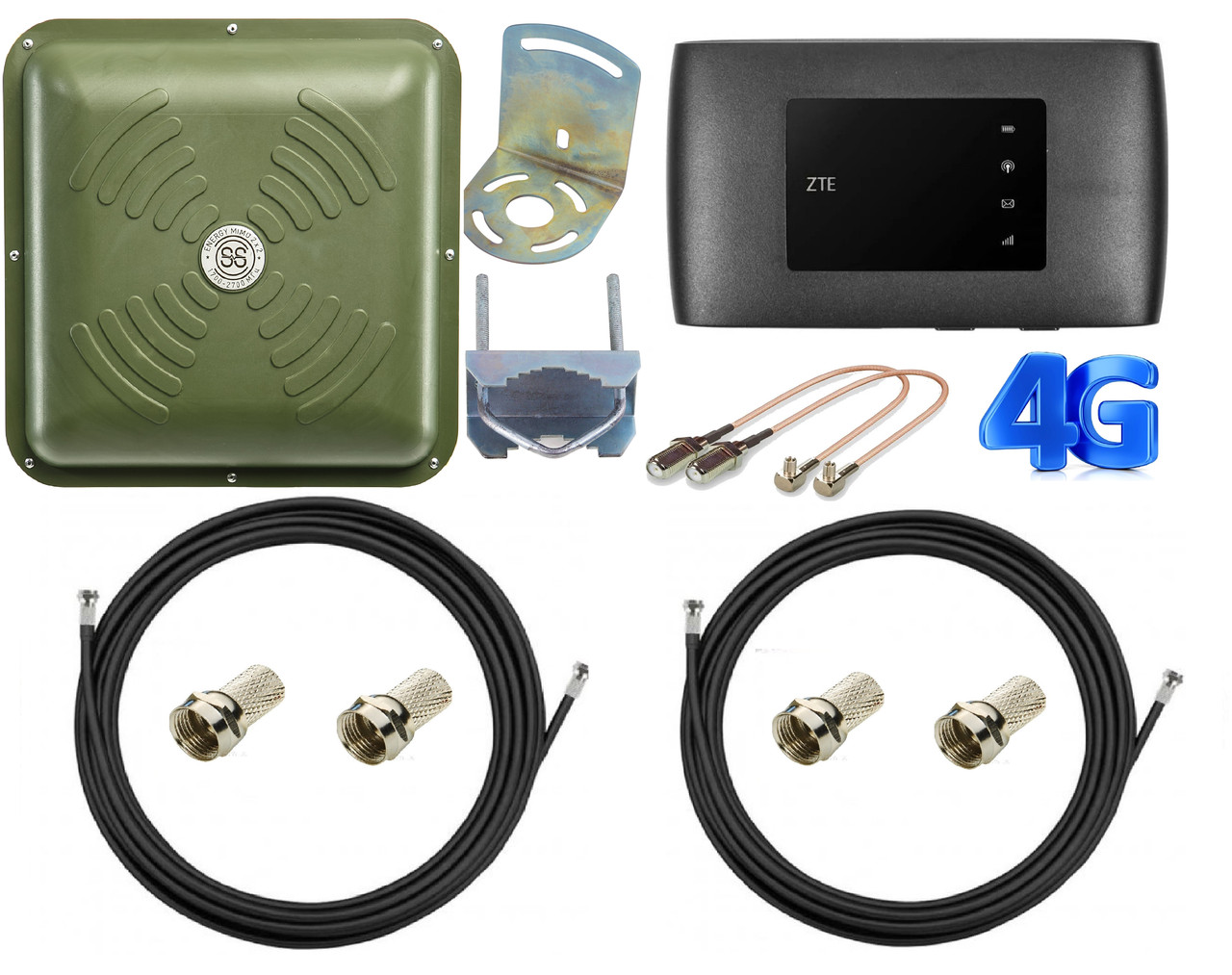 4G Комплект для інтернету Модем ZTE MF920U 3G/4G Wi-Fi Router Black з антеною MIMO ENERGY олива
