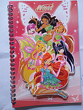 Блокнот клітка на спіралі А5 40 аркушів дитячий спіраль збоку Winxclub