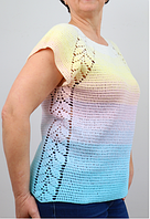 Топ із бавовняної секційної пряжі YarnArt «Rosegarden» гачком. Докладний опис.