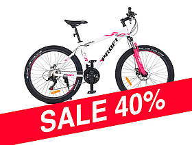 Спортивний MTB-велосипед Profi, біло-рожевий 26 дюймів, G26OPTIMAL A26.5