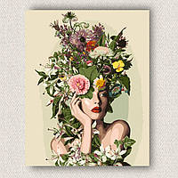 Интерьерная картина-постер на стену Девушка с цветочным ароматом 30*20 Оригами OP 5323 Маленькая