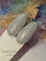 Світловідбивний гель лак для нігтів Sweet Nails Flash Disco №1 сріблясто-перламутровий 8мл