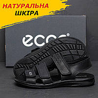 Літні чоловічі шкіряні сандалі-босоніжки чорні класичні з натуральної шкіри на літо *90ч.літо*