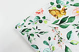 Тканина бязь "Кролики та квіти із зеленими гілочками" на білому тлі № 3003, фото 8