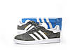 Кросівки чоловічі Adidas Gazelle Grey White Адідас Газель темно-сері з білим Замшові кеди В'єтнам, фото 4