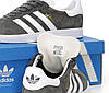 Кросівки чоловічі Adidas Gazelle Grey White Адідас Газель темно-сері з білим Замшові кеди В'єтнам, фото 5