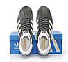 Кросівки чоловічі Adidas Gazelle Grey White Адідас Газель темно-сері з білим Замшові кеди В'єтнам, фото 6