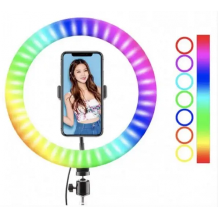Кільцева LED RGB лампа 30 см MJ30 з тримачем для телефона селфі кільце для блогера