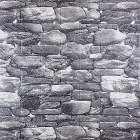 3D панелі самоклейка на стіну, м'які самоклеючі 3Д панелі під цеглу 700х770х5 мм, Сірі валуни