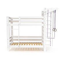 Двох'ярусне спортивне ліжко стінка підліткова емальоване ліжко дерев'яне для дітей "Babyson 10", фото 4