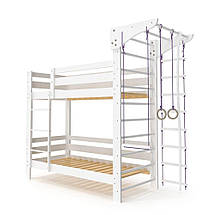 Двох'ярусне спортивне ліжко стінка підліткова емальоване ліжко дерев'яне для дітей "Babyson 10", фото 5