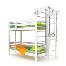 Двох'ярусне спортивне ліжко стінка підліткова емальоване ліжко дерев'яне для дітей "Babyson 10", фото 2