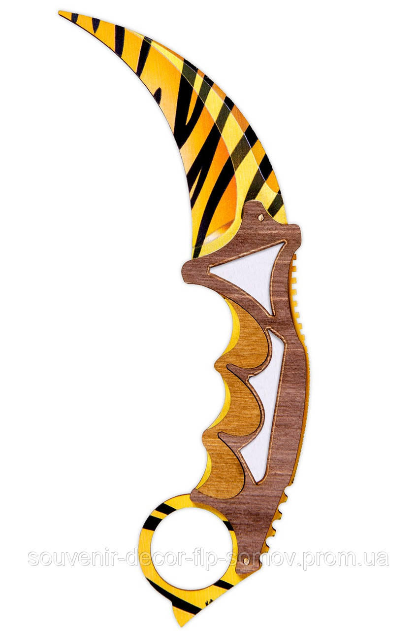 Дерев'яний Дитячий Ніж Керамбит (Tiger tooth) з CS GO, іграшкова зброя